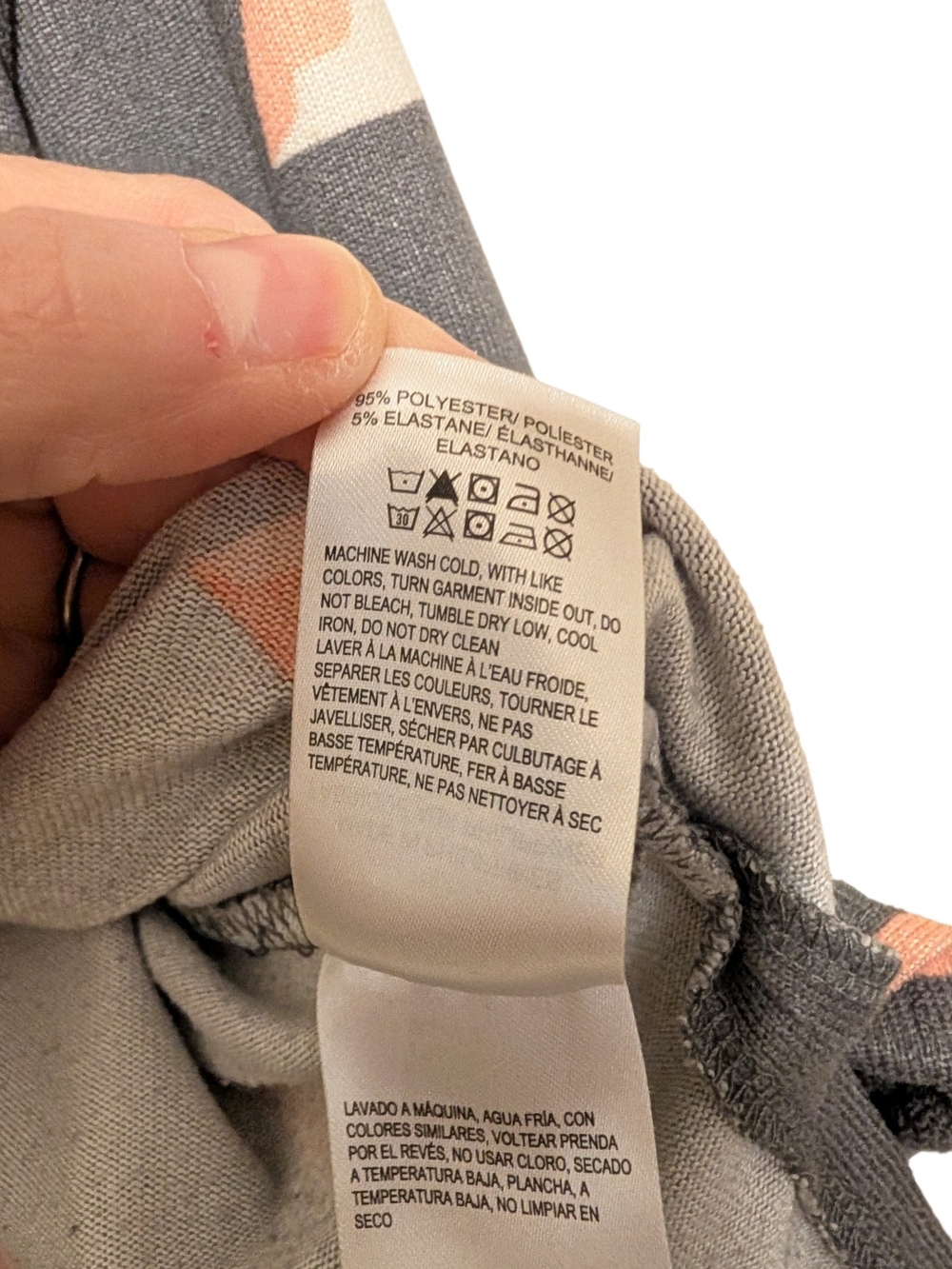 Lucky Brand Charcoal V-Neck Sweater with Peach and Light Pink Hearts - Picture 6 of 7